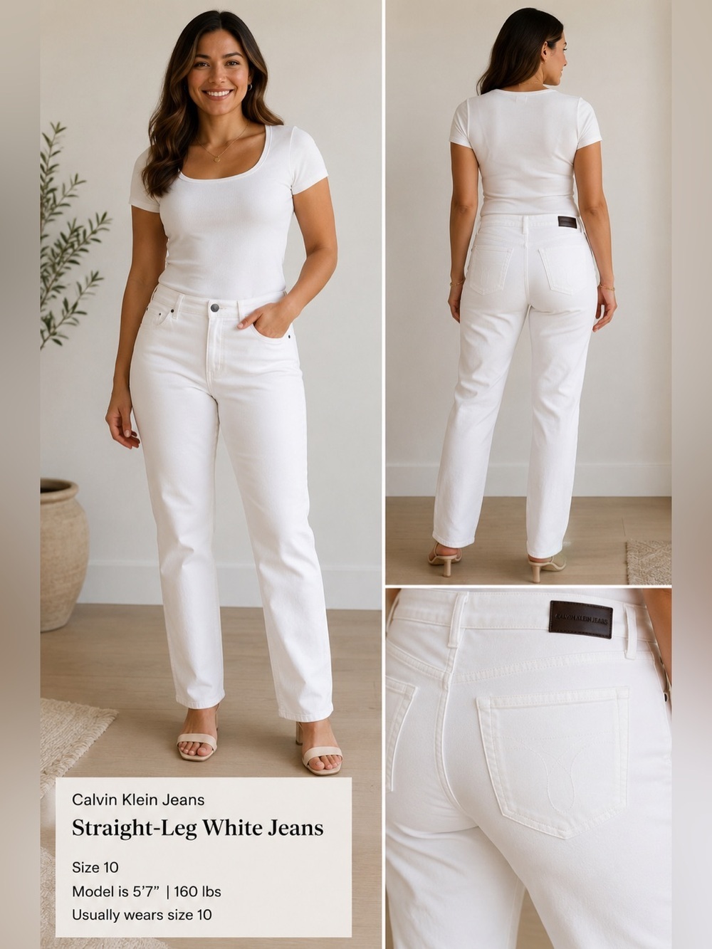 Calvin Klein Jeans Straight-Leg White Women's Jeans